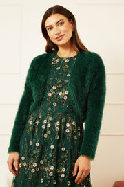 Yumi Green Eyelash Knit Bolero
