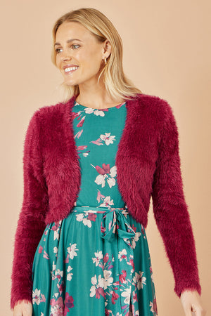 Yumi Burgundy Eyelash Knit Bolero