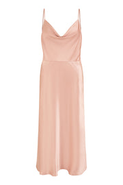 Yumi Rose Pink Satin Cowl Neck Midi Slip Dress