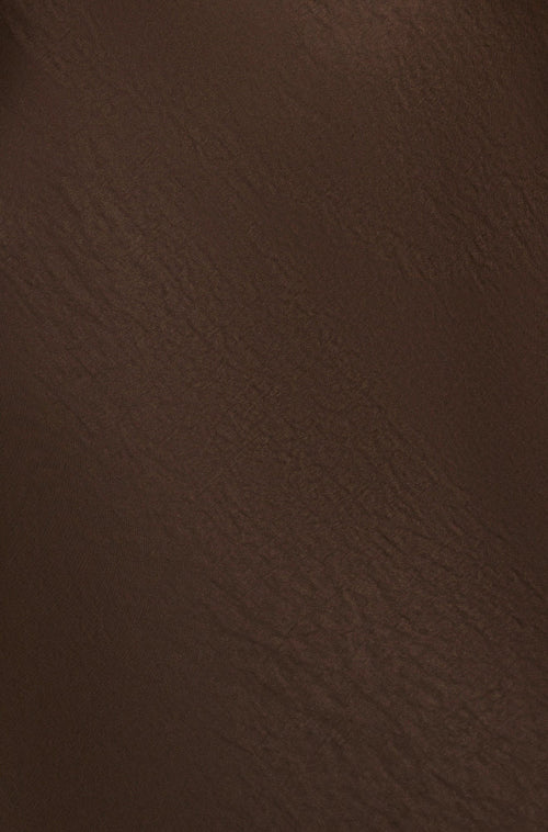 Yumi Brown Satin Cowl Neck Midi Slip Dress