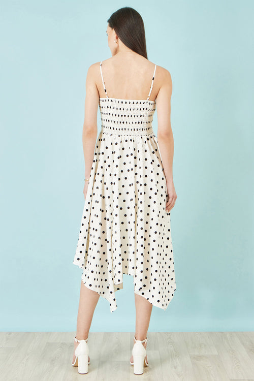 Yumi Polka Dot Hankerchief Hem Dress