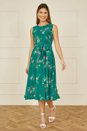 Yumi Green Daisy Print Skater Dress
