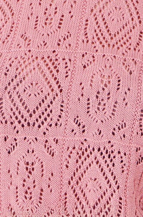 Yumi Pink Cotton Crochet Knitted Top