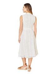 Yumi White Flower Broderie Anglaise Cotton Shirt Dress
