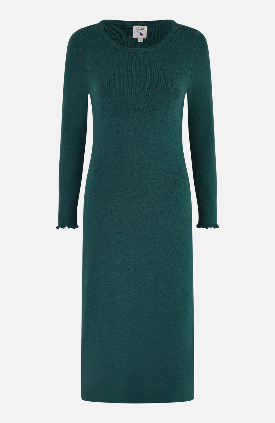 Yumi Green Sparkle Knit Midi Jumper Dress