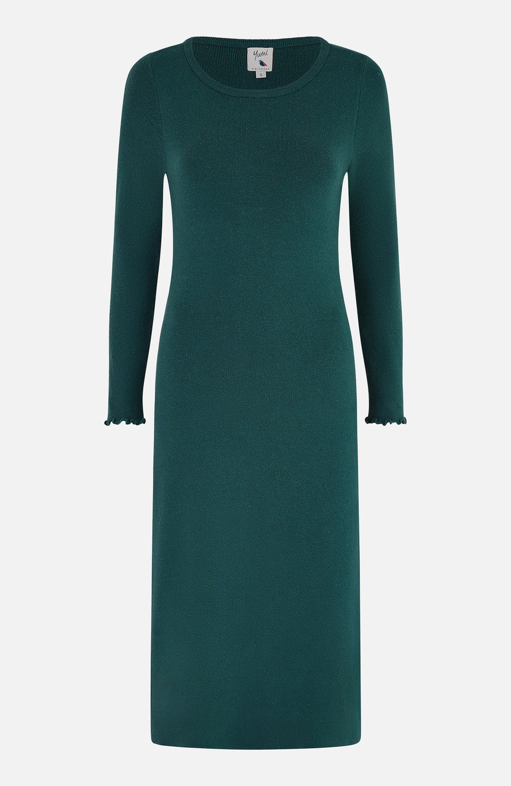 Yumi Green Sparkle Knit Midi Jumper Dress