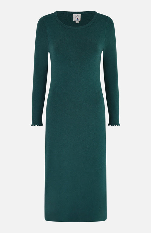 Yumi Green Sparkle Knit Midi Jumper Dress