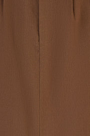 Yumi Brown Cotton Midi Skirt With Belt And Split Hem
