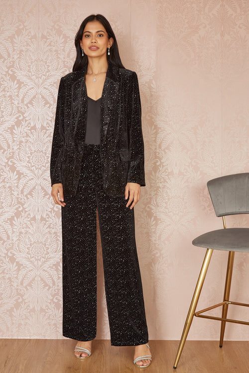 Yumi Black Velvet Sparkle Oversize Blazer