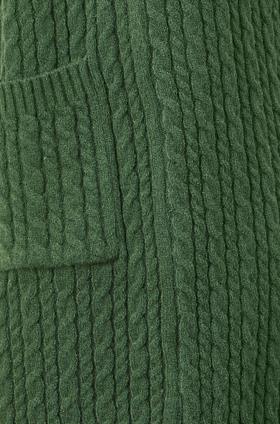 Yumi Green Cable Knit Edge to Edge Long Cardigan With Pockets
