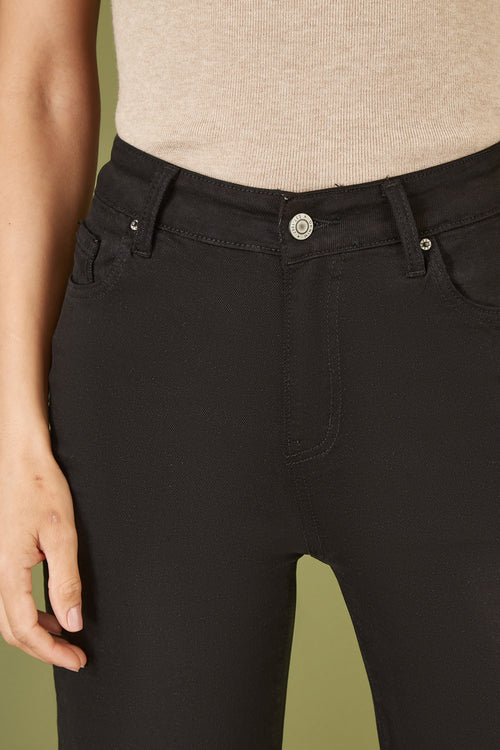 Yumi Black Stretch Canvas Wide Leg High Waist Jeans