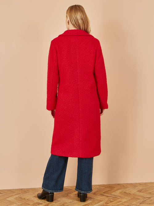 Yumi Red Boucle Long Line Coat