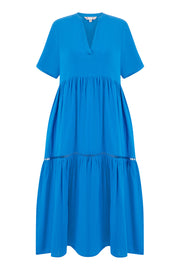 Yumi Blue Double Cotton Long Kaftan