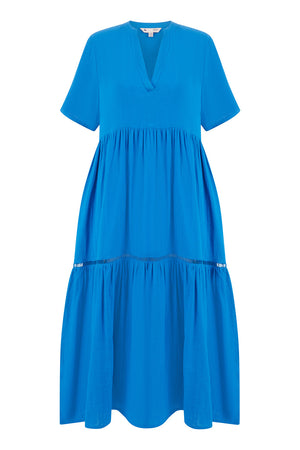 Yumi Blue Double Cotton Long Kaftan