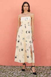 Yumi Ivory Mystic Print Midi Sundress