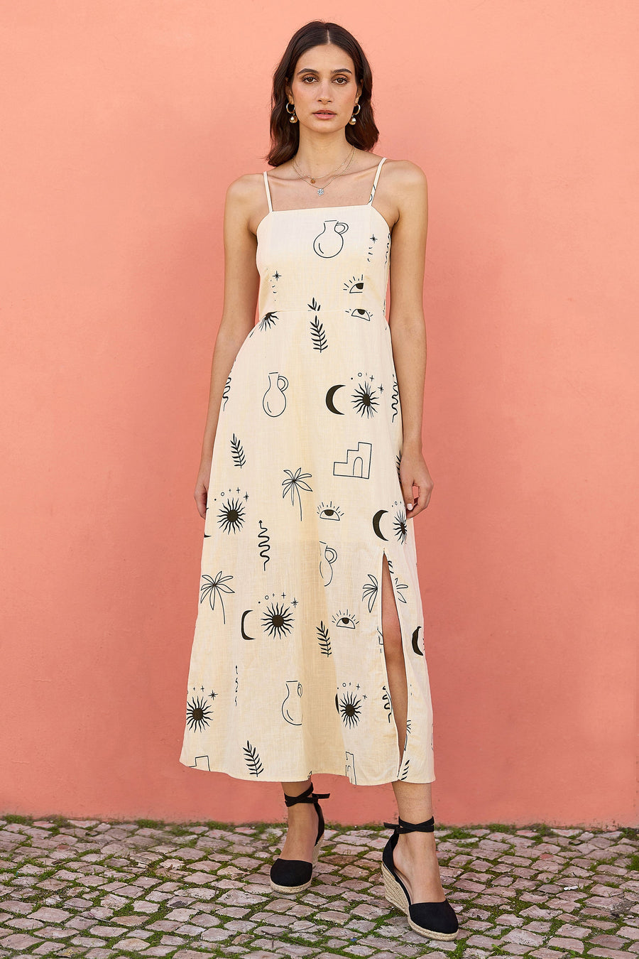 Yumi Ivory Mystic Print Midi Sundress
