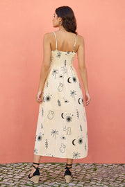 Yumi Ivory Mystic Print Midi Sundress