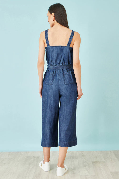 Yumi Blue Chambray Button Through Jumpsuit