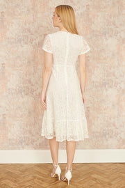Yumi White Lace Midi Skater Dress