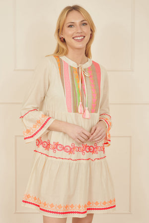 Yumi White Embroidered Cotton Tunic