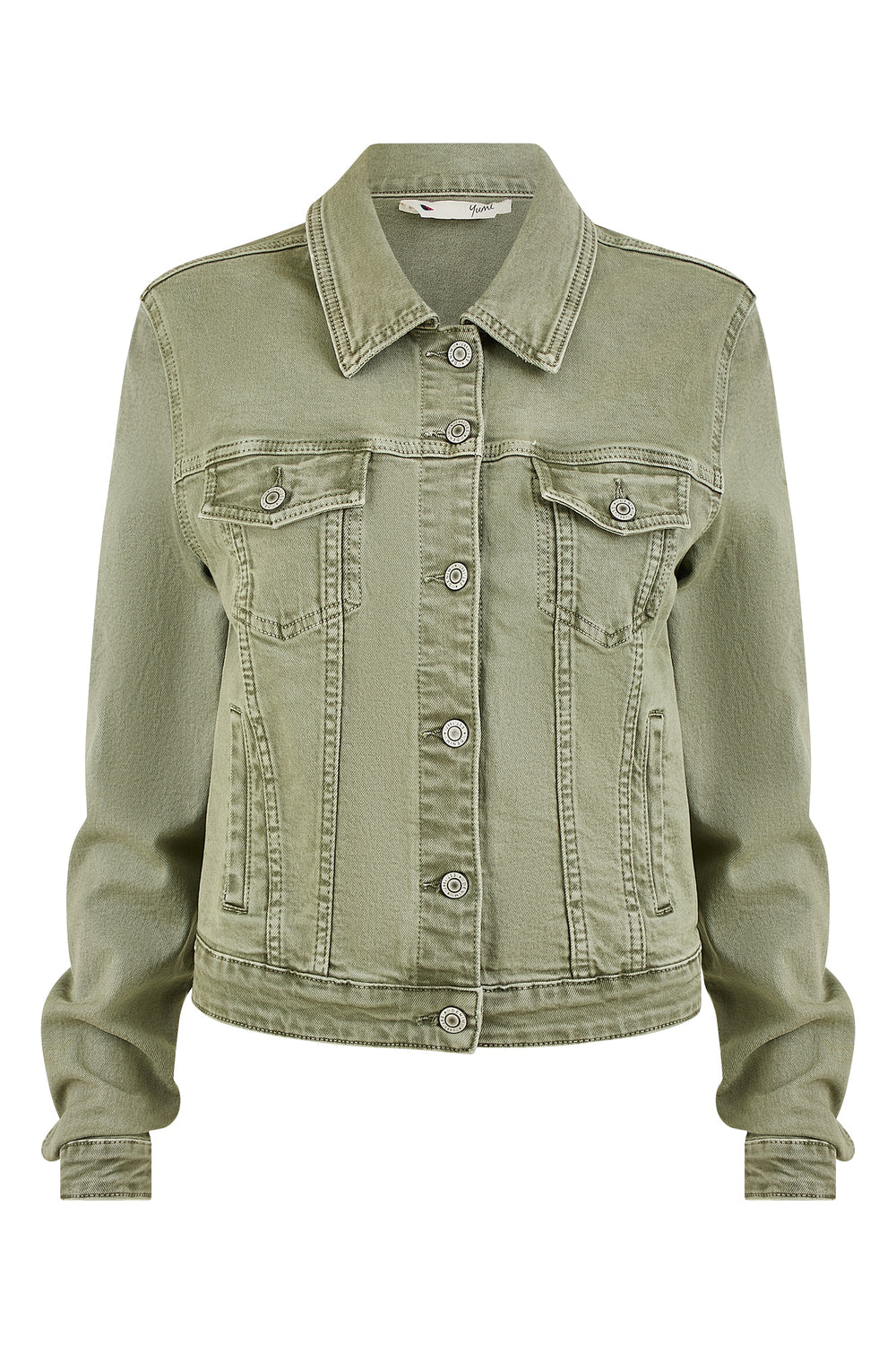 Yumi Green Stretch Cotton Denim Jacket