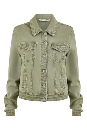 Yumi Green Stretch Cotton Denim Jacket