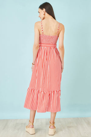 Yumi Red Stripe Midi Sun Dress