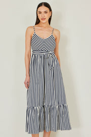 Yumi Navy Stripe Midi Sun Dress