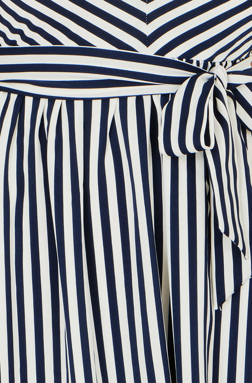 Yumi Navy Stripe Midi Sun Dress