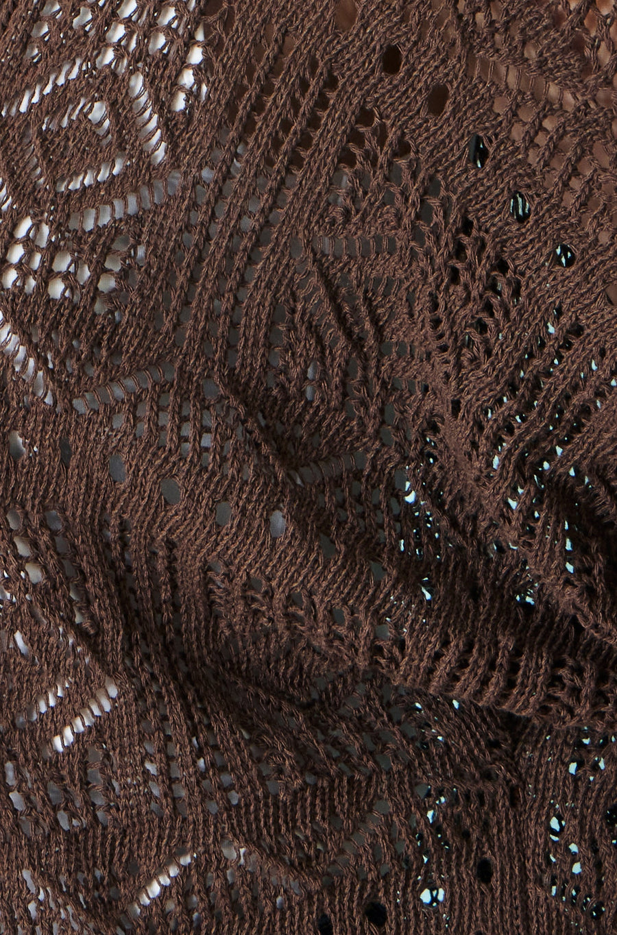 Yumi Brown Crochet Edge To Edge 3/4 Sleeve Cardigan