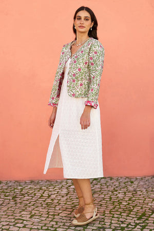Yumi Pink Floral Reversible Cotton Quilted Jacket