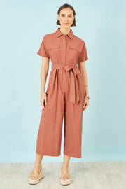Yumi Brown Utility Relaxed Jumpsuit
