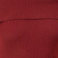 Yumi Burgundy Bardot Knitted Fitted Midi Dress
