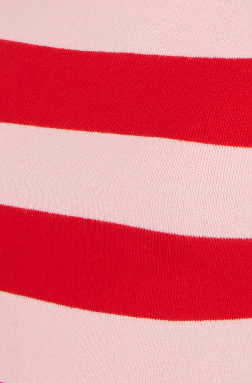 Yumi Red Block Stripe Knitted Top With Button Details