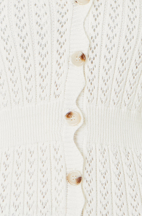 Yumi Ivory Cotton Scallop Crochet Knitted Dress