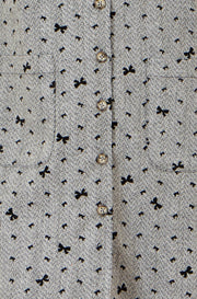 Yumi Grey Bow Print Pinafore Dress With Button Up