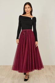 Yumi Black Sparkle Bardot Jumper With Diamante Detail