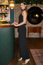 Yumi Black Cross Over Halter Neck Jumpsuit
