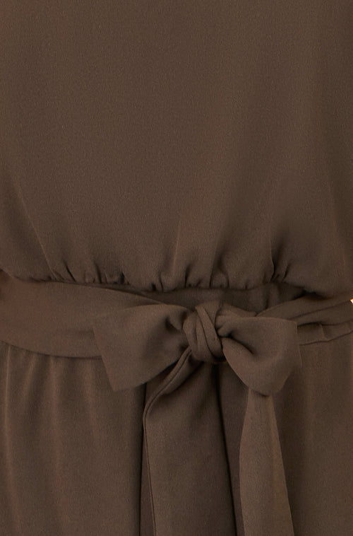 Yumi Brown Batwing Stretch Jumpsuit