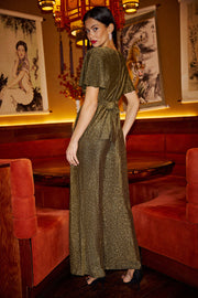 Yumi Gold Sparkle Stretch Jumpsuit