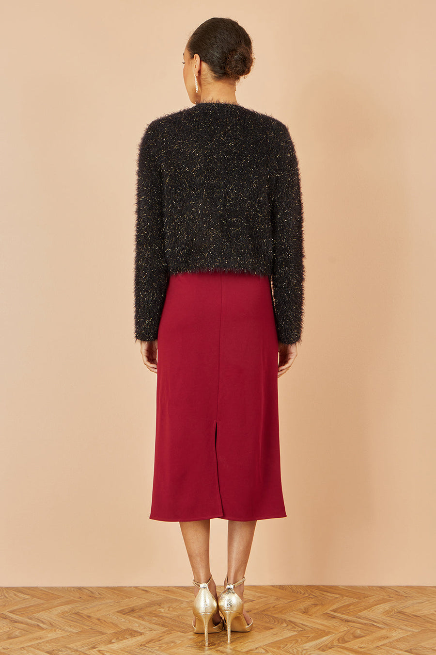 Yumi Black Metallic Fluffy Eyelash Bolero