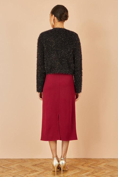 Yumi Black Metallic Fluffy Eyelash Bolero