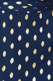 Yumi Navy Foil Print Midi Dress