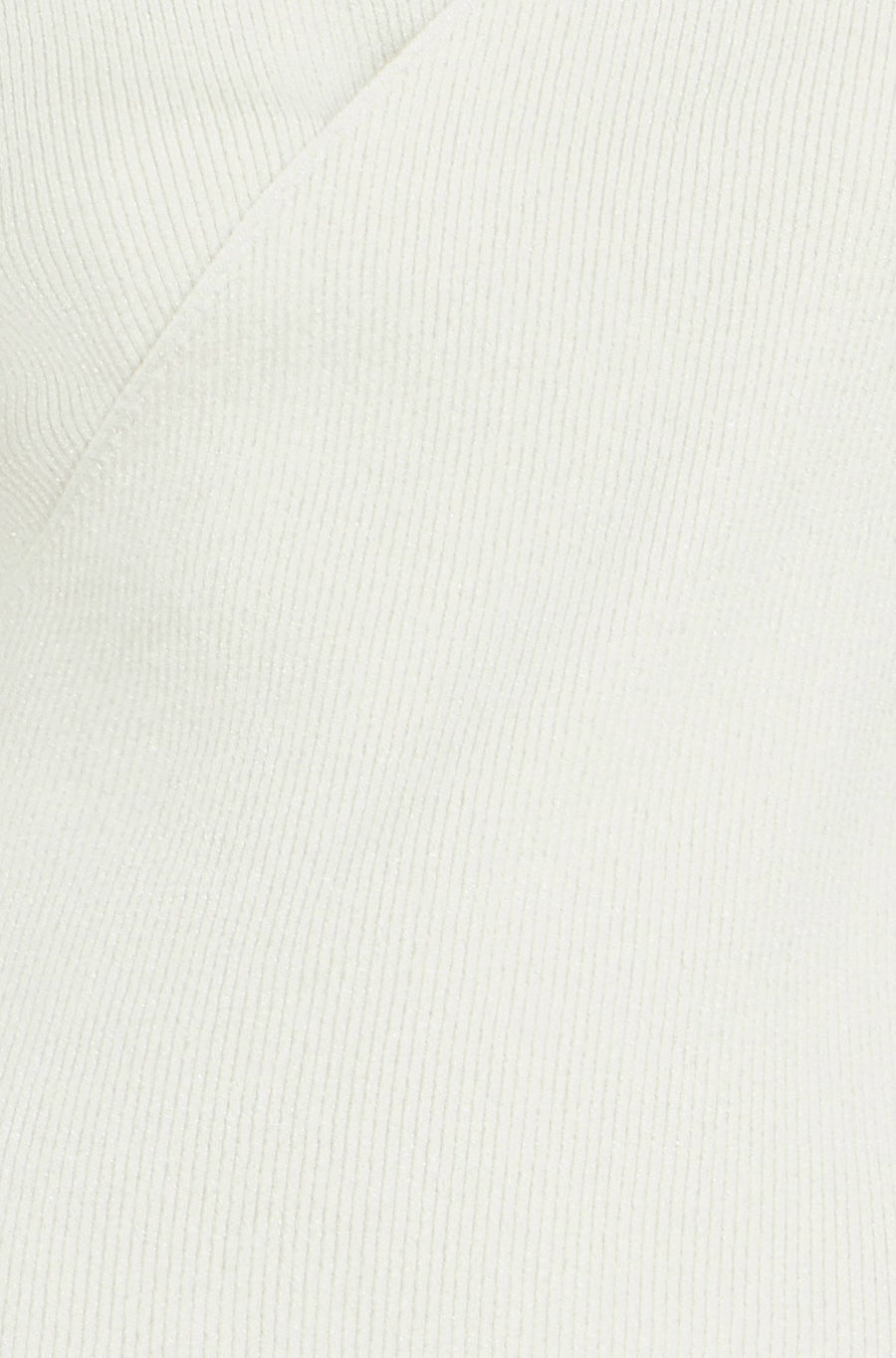 Yumi Ivory Metallic Thread Rib Wrap Knitted Top
