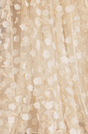 Yumi Ivory Mesh Floral Applique Midi Skirt