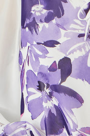 Yumi White Floral Placement Tunic With Keyhole Neckline