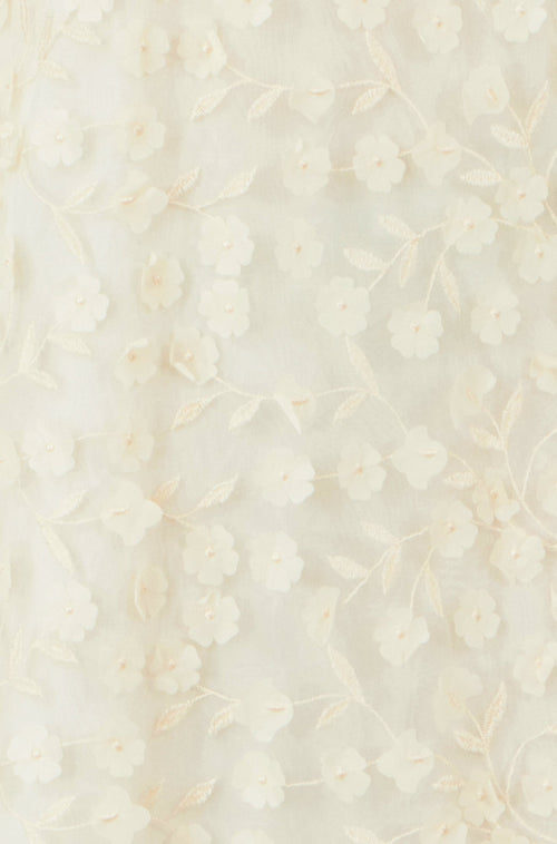 Yumi Ivory Long Sleeve Floral Applique Tunic