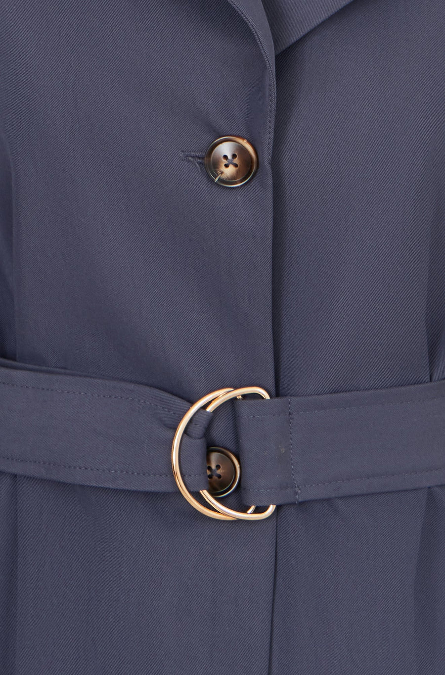 Yumi Navy Belted Long Trench Coat With Belt