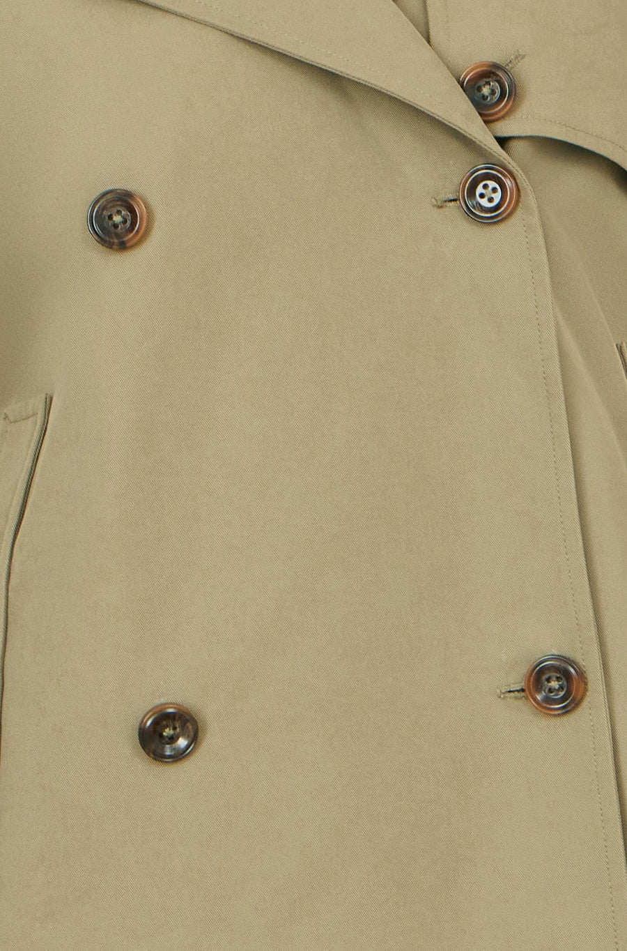 Yumi Green Cropped Trench Jacket With Pockets and Check Lining