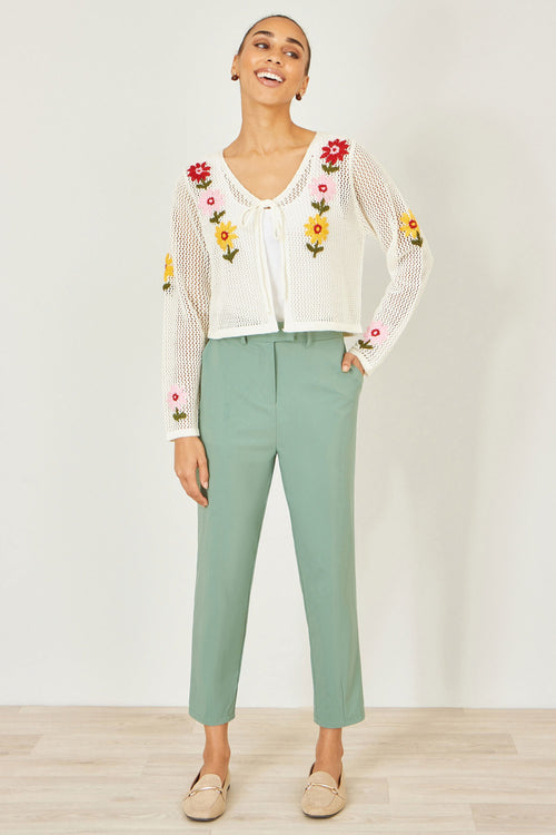 Yumi Ivory Crochet Embroidered Flower Bolero